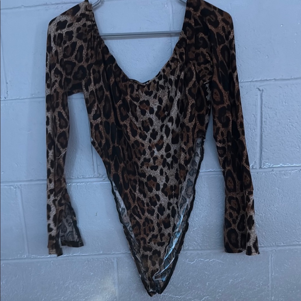 Leopard Print Long Sleeve Bodysuit
